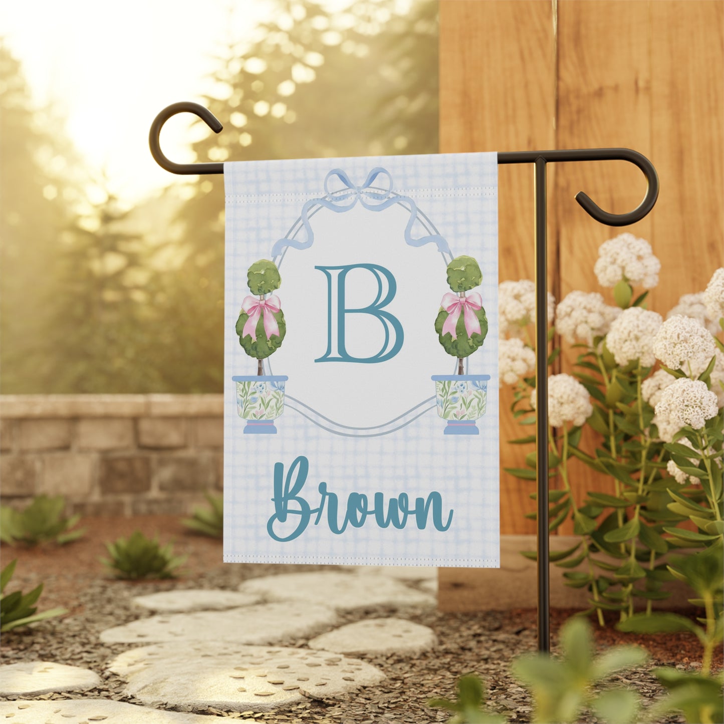 Personalized Preppy Topiary Garden Flag