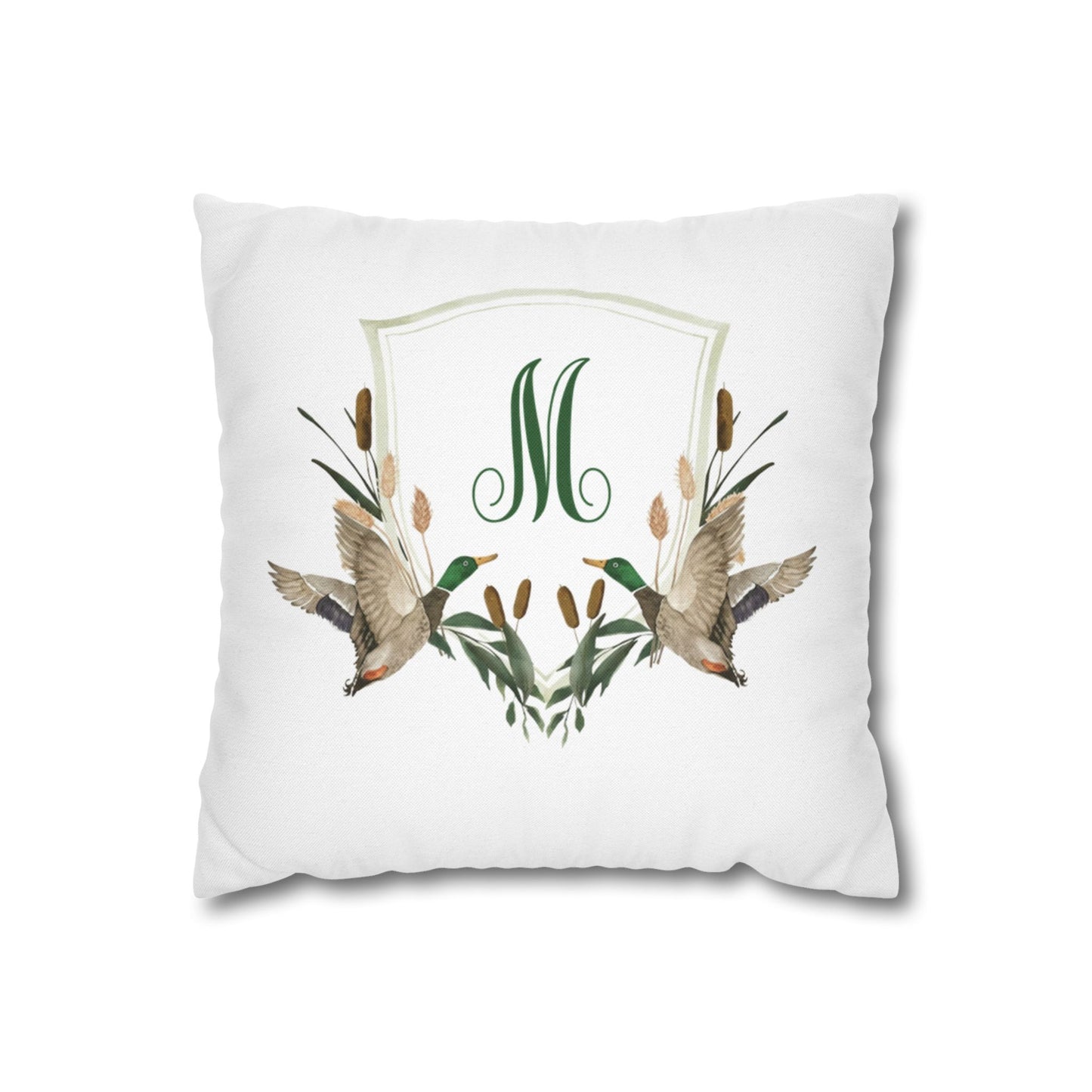 Monogram M Wreath Pillow | Decorative Square Pillowcase