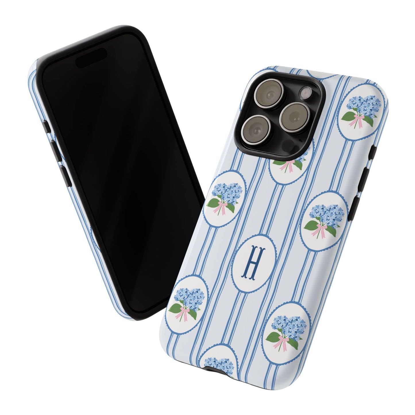 Blue Hydrangea Personalized Preppy Phone Case