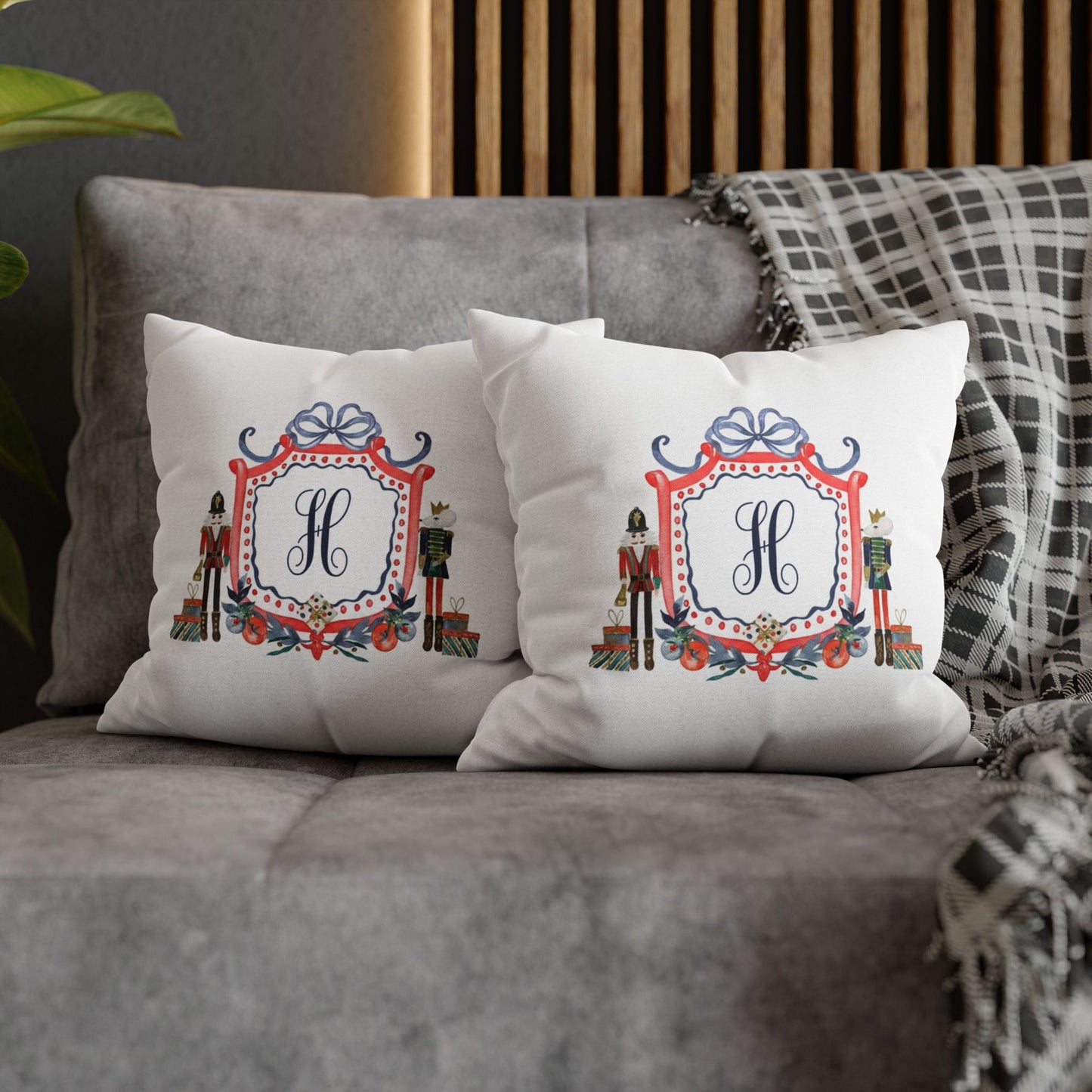 Monogram H Crest Pillowcase | Nutcracker Frame Decorative Pillowcase