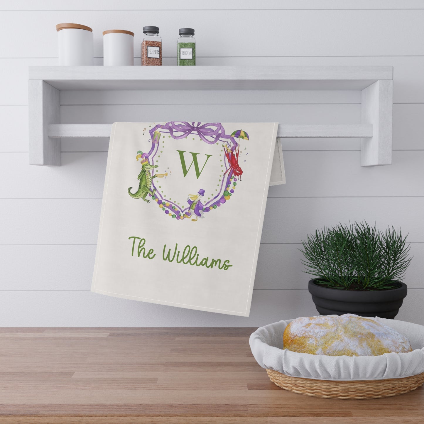 Personalized Mardi Gras Kitchen Towel
