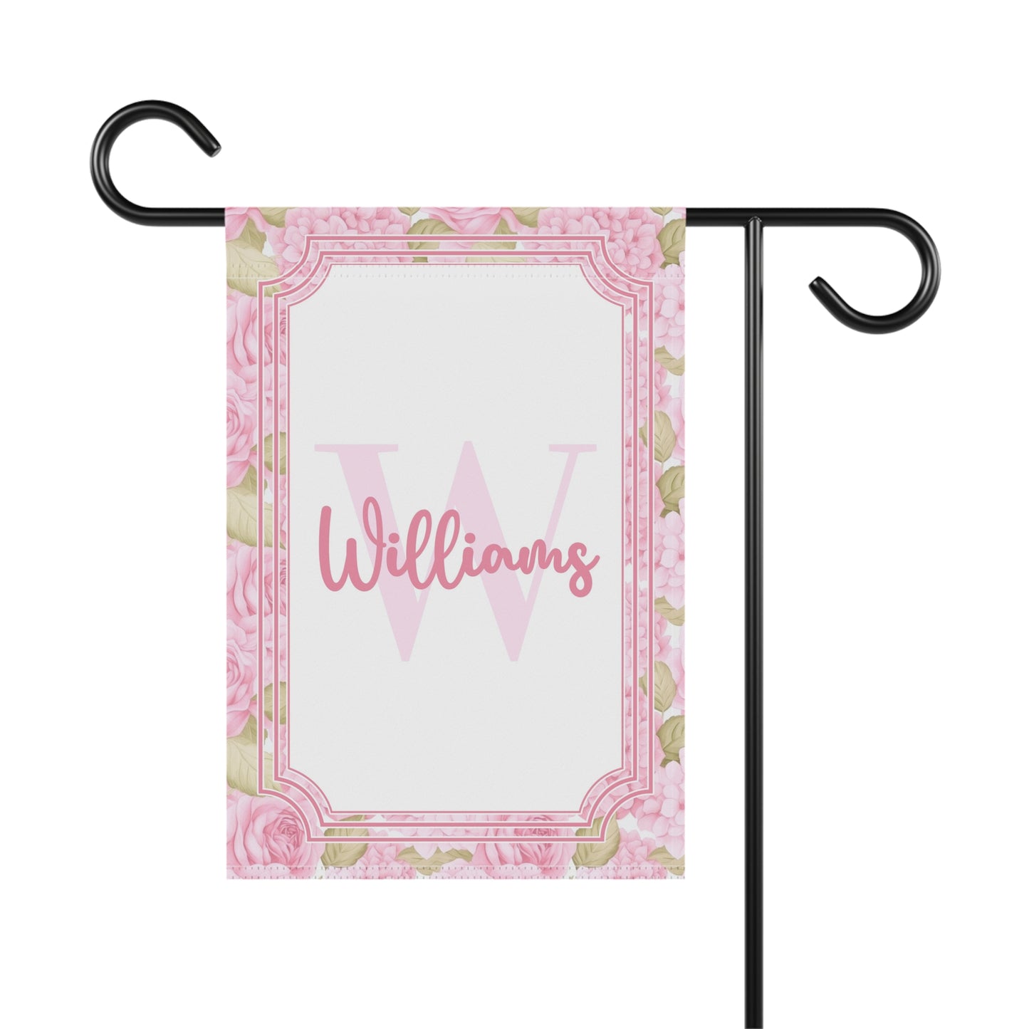 Personalized Pink Hydrangea Garden Flag