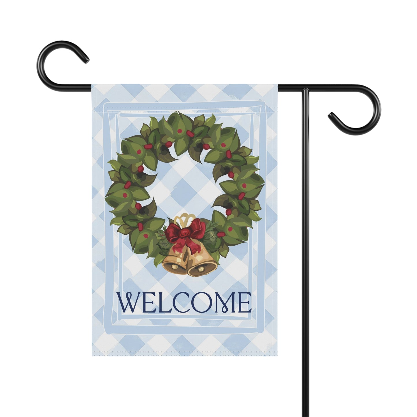 Wreath with Bells Welcome Garden Flag | House Banner, Christmas Porch Decor