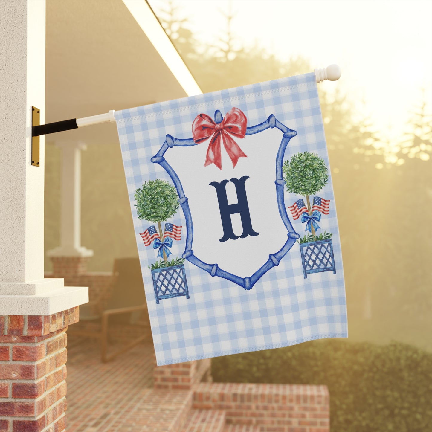 Patriotic Topiary Monogram Garden Flag