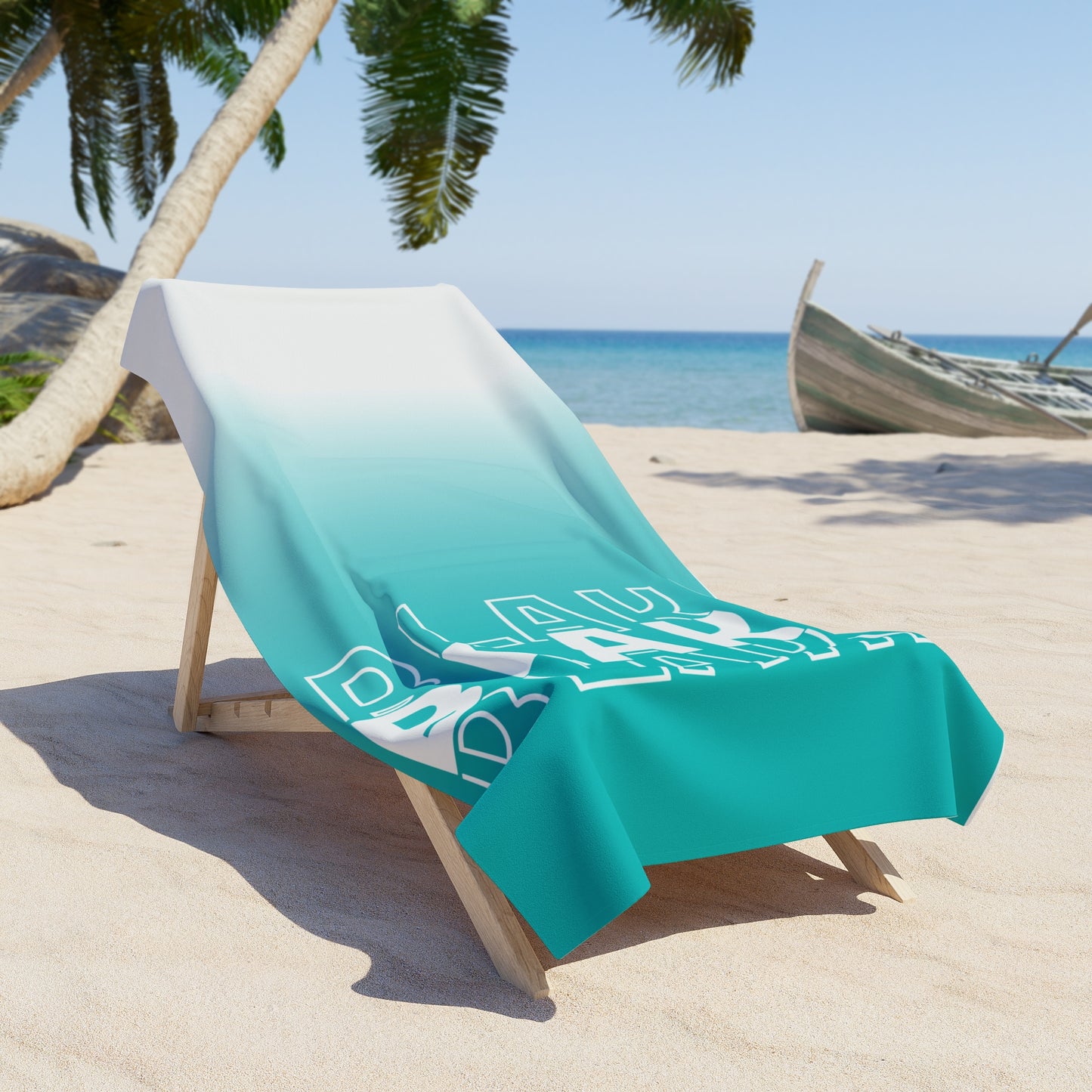 Personalized Teal Ombre Beach Towel
