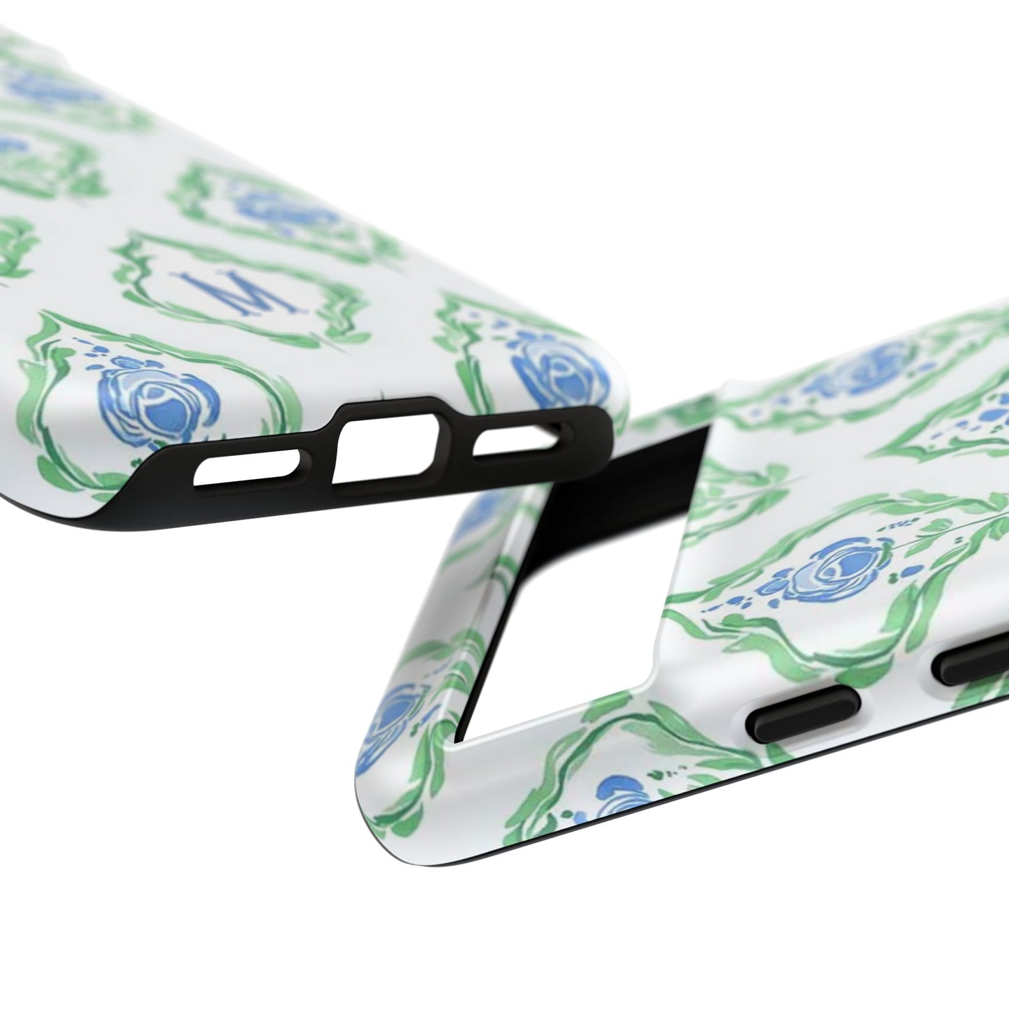 Blue Rose Grandmillennial Monogram Phone Case Personalized