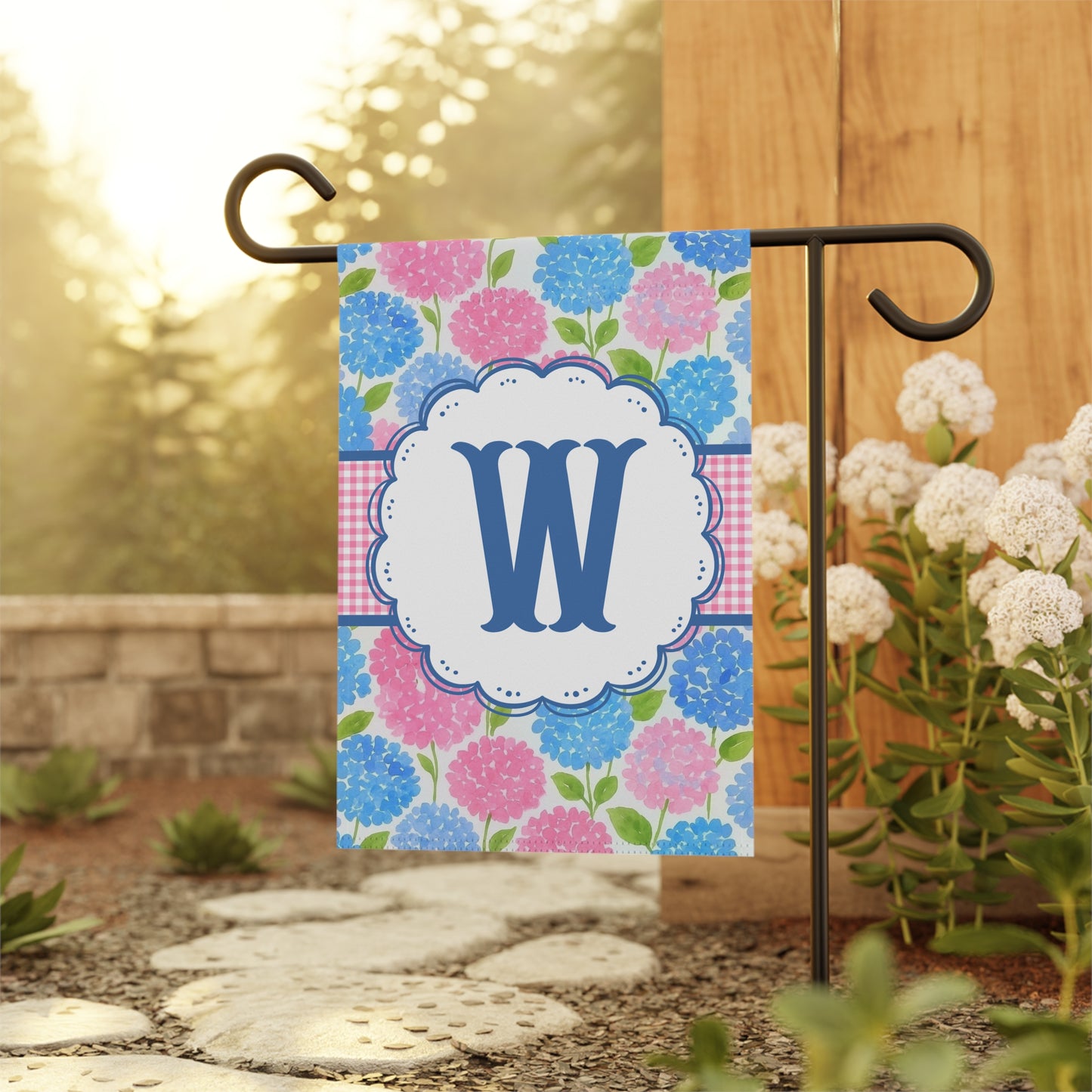 Hydrangea Monogram Garden Flag