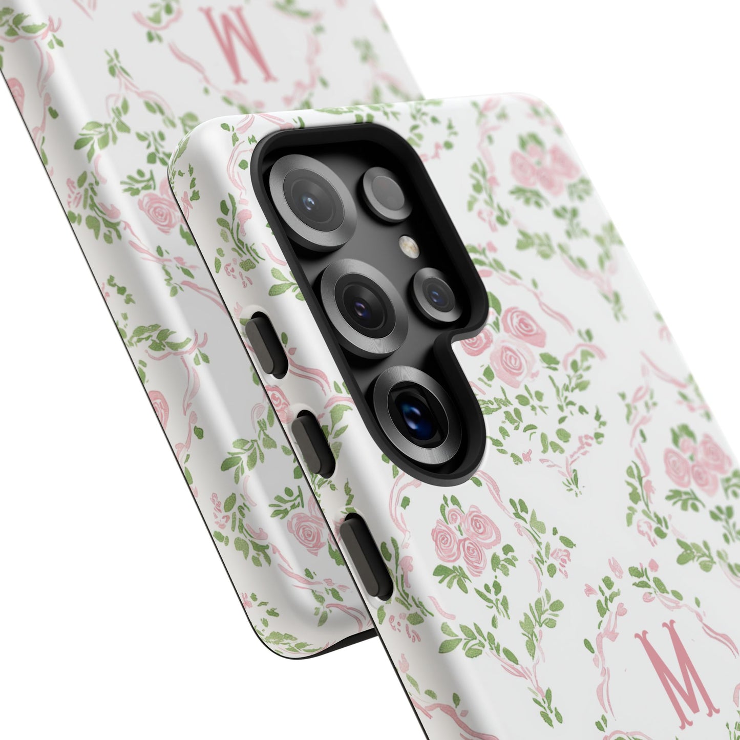 Pink Rose Grandmillennial Floral Monogram Phone Case