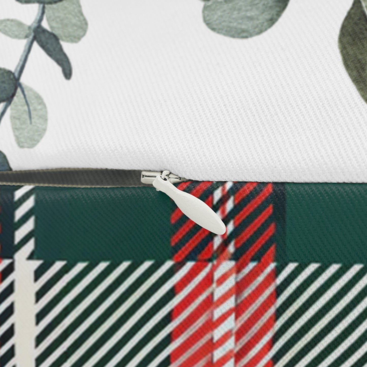 Personalized Christmas Lumbar Pillow — Festive Plaid & Wreath Design (Custom Name)