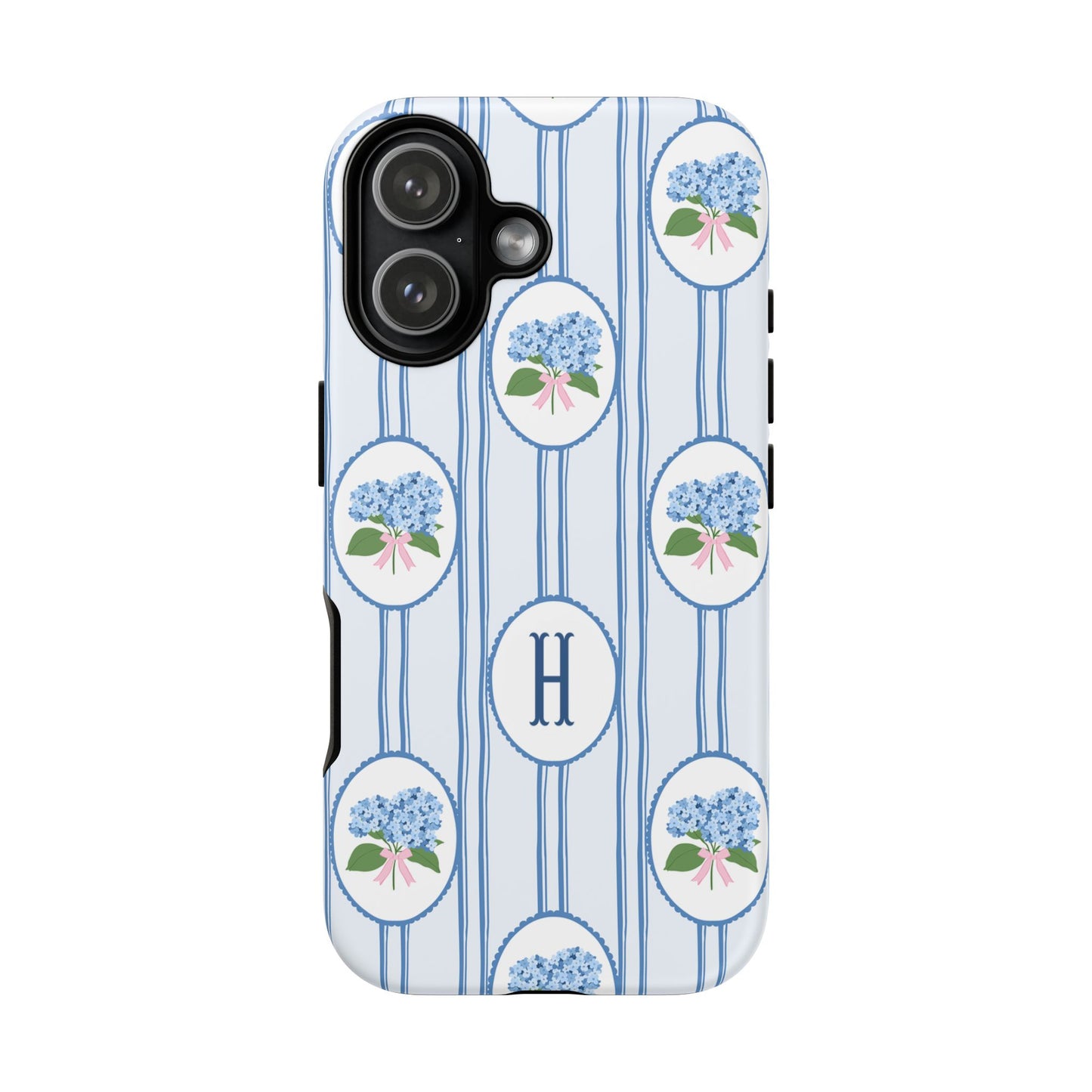Blue Hydrangea Personalized Preppy Phone Case