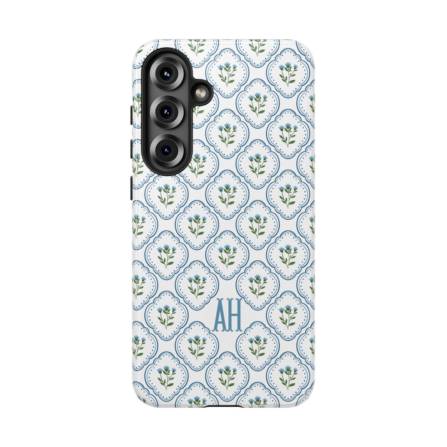 Blue Cottage Floral Monogram phone case