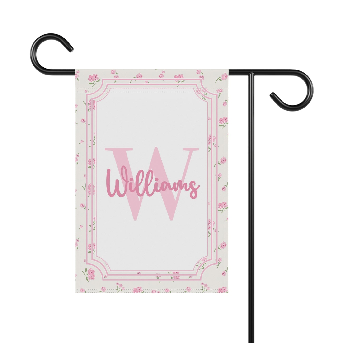 Personalized Pink Roses Garden Flag