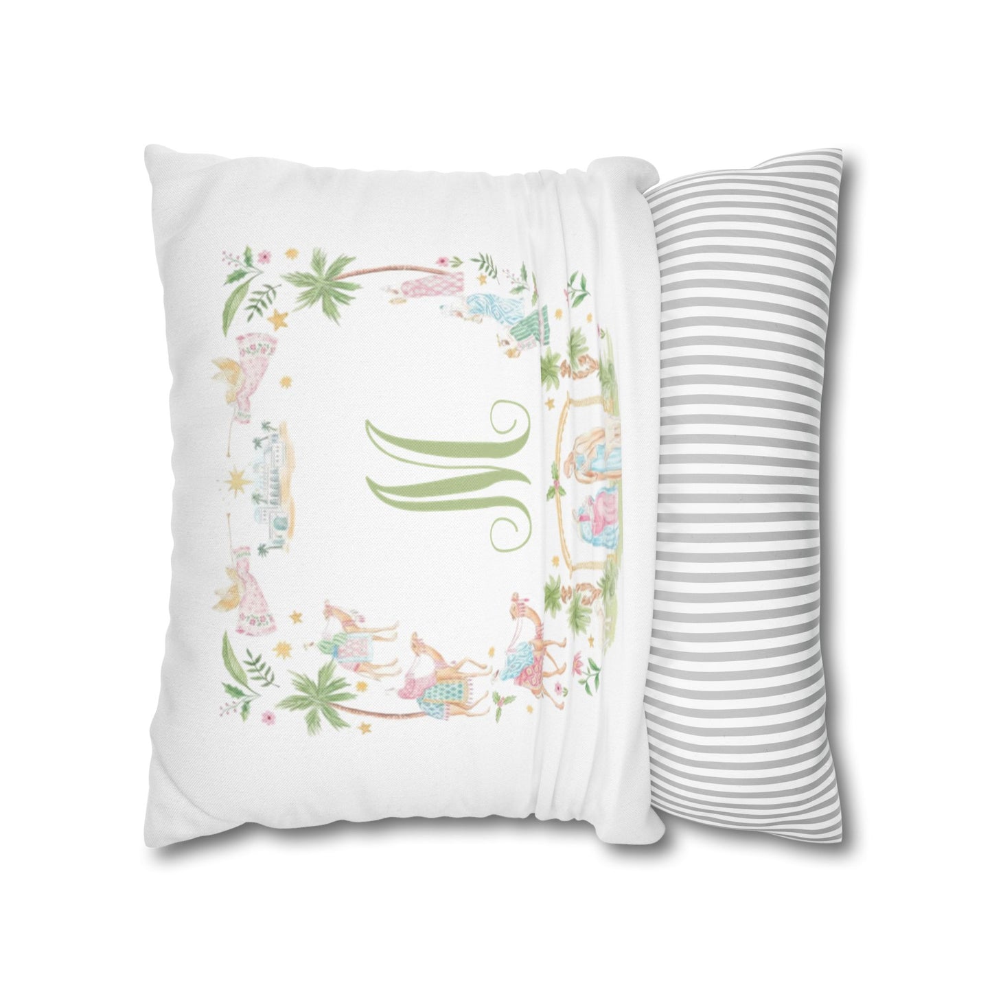 Floral Monogram M Pillowcase, Square Pillowcase