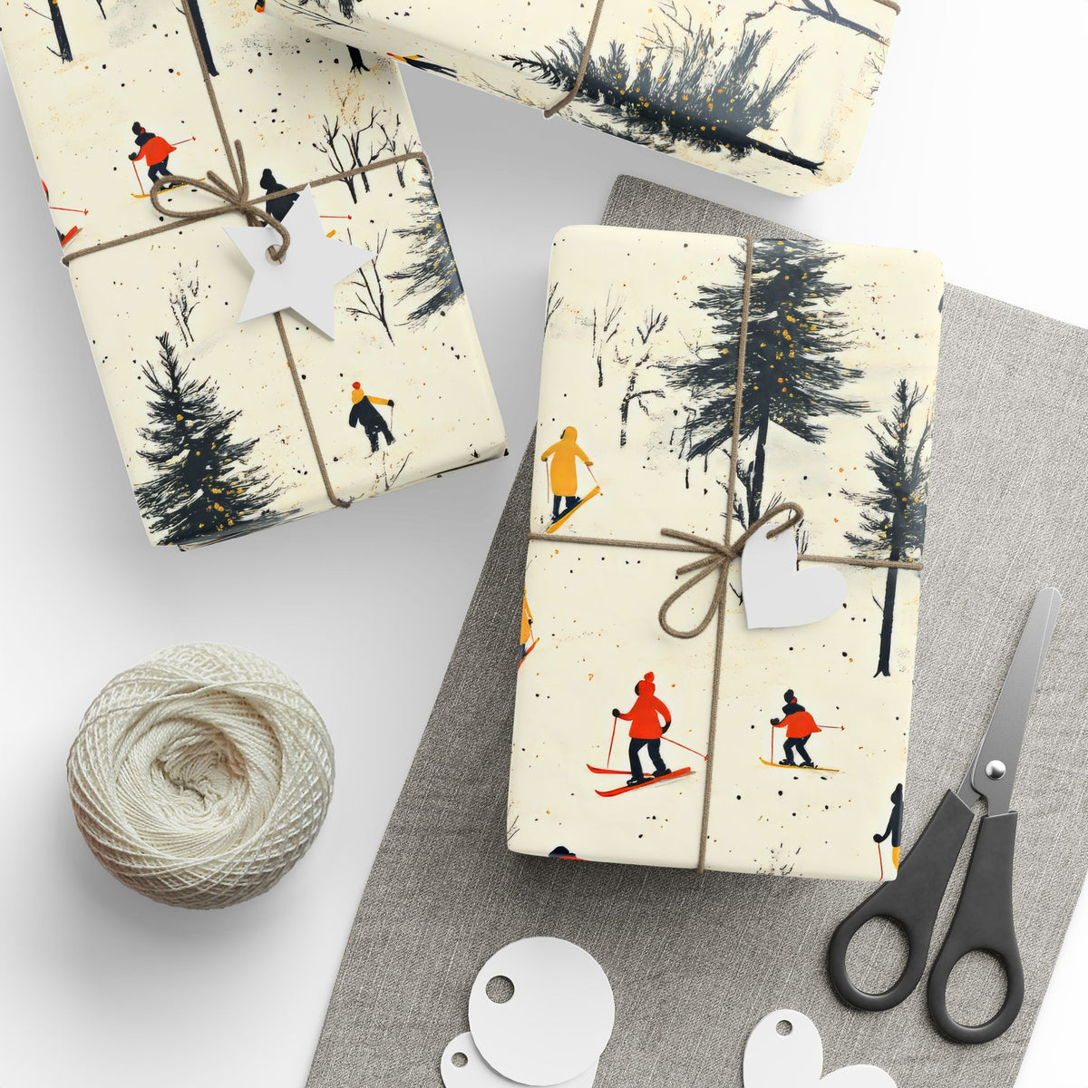 Skiing Wrapping Paper Winter Sports Gift Wrap Ski Lodge Aesthetic Wrapping Paper Christmas Gift Wrap Unique Holiday Wrapping for Ski Lovers