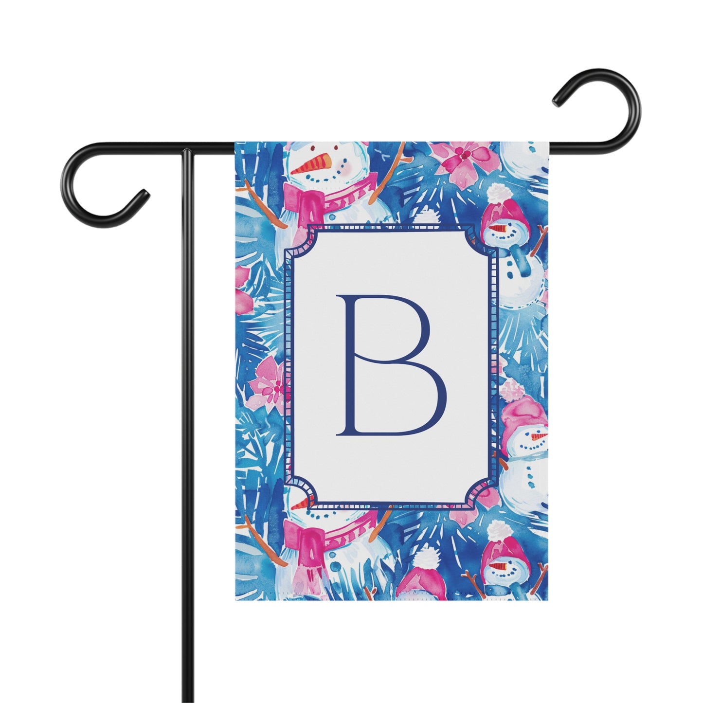 Personalized Preppy Monogram Snowman Garden Flag