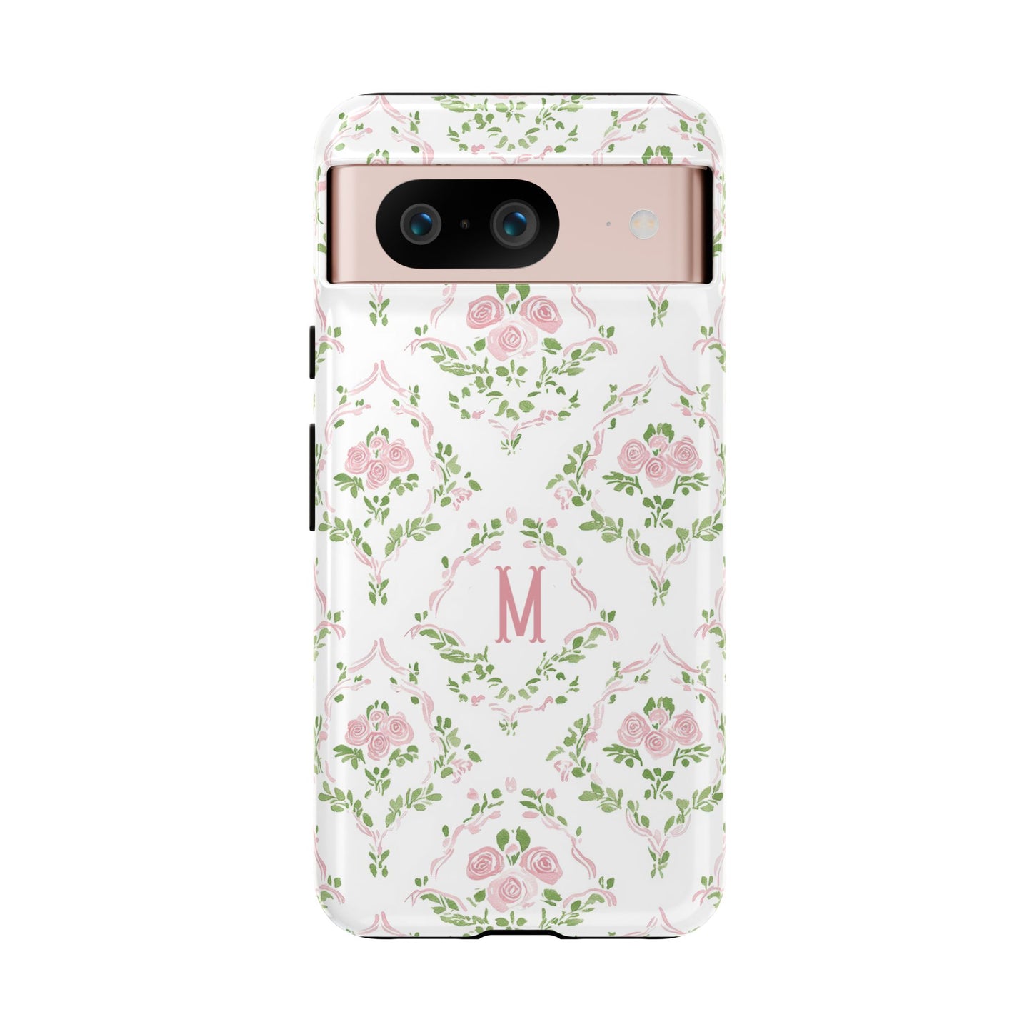 Pink Rose Grandmillennial Floral Monogram Phone Case