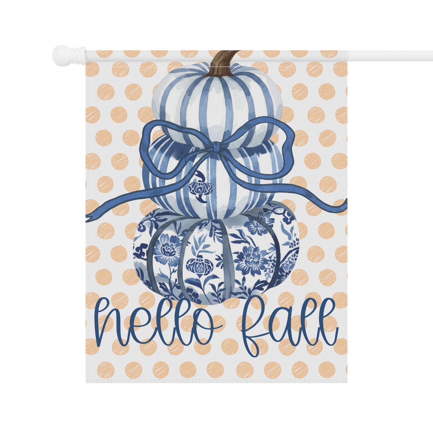 Blue Floral Pumpkins Hello Fall Garden Flag | House Banner
