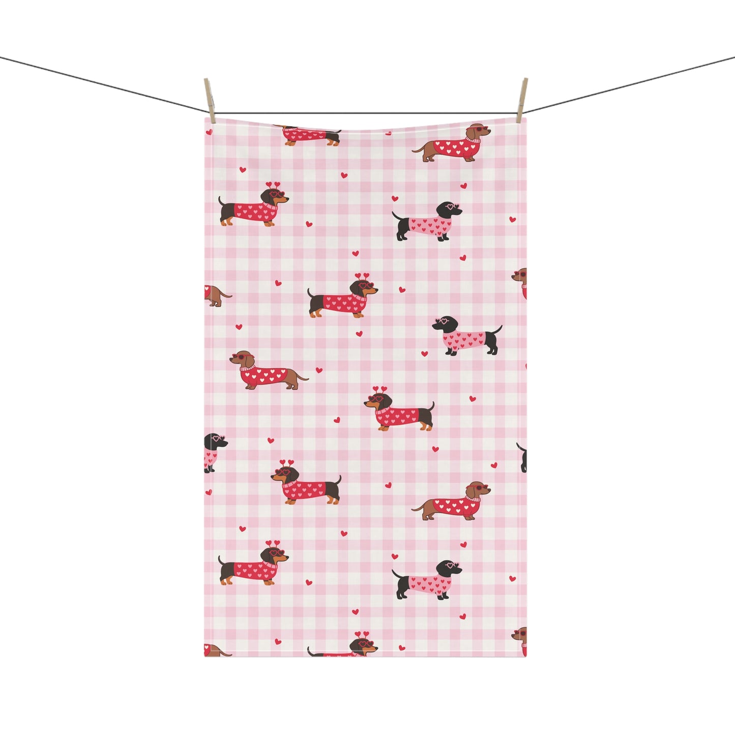 Dachshund Valentine Tea Towel