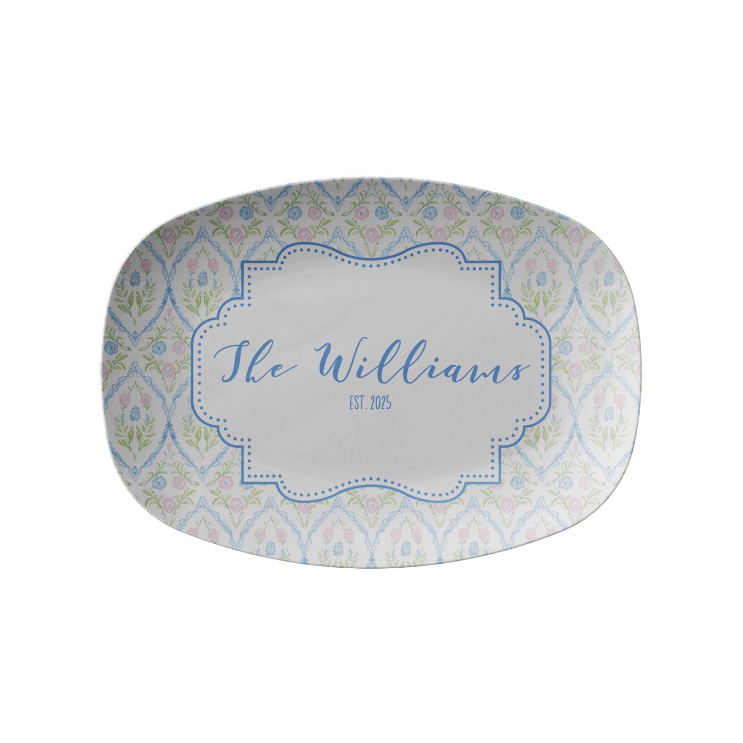 Grandmillennial Floral Personalized Platter