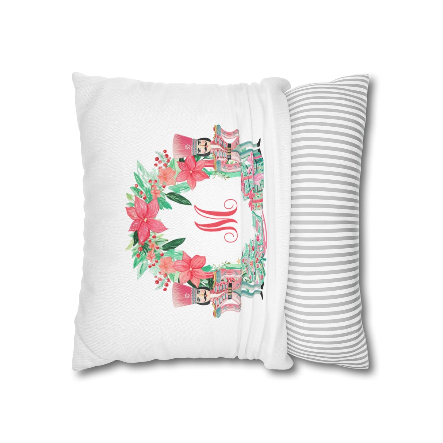Pink Nutcracker Wreath M Pillowcase | Square Pillowcase