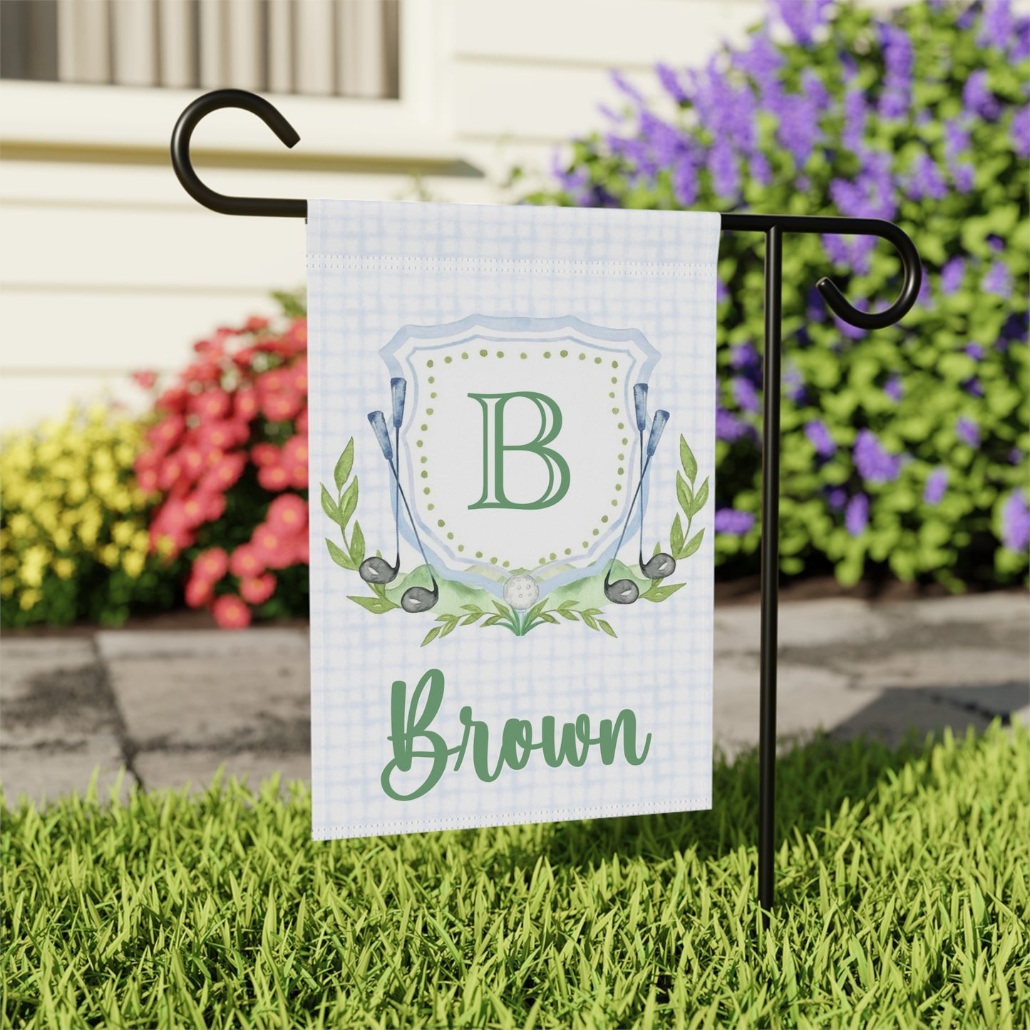 Personalized Golf Crest Garden Flag