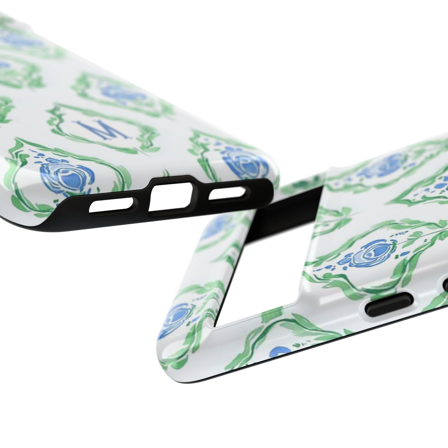 Blue Rose Grandmillennial Monogram Phone Case Personalized