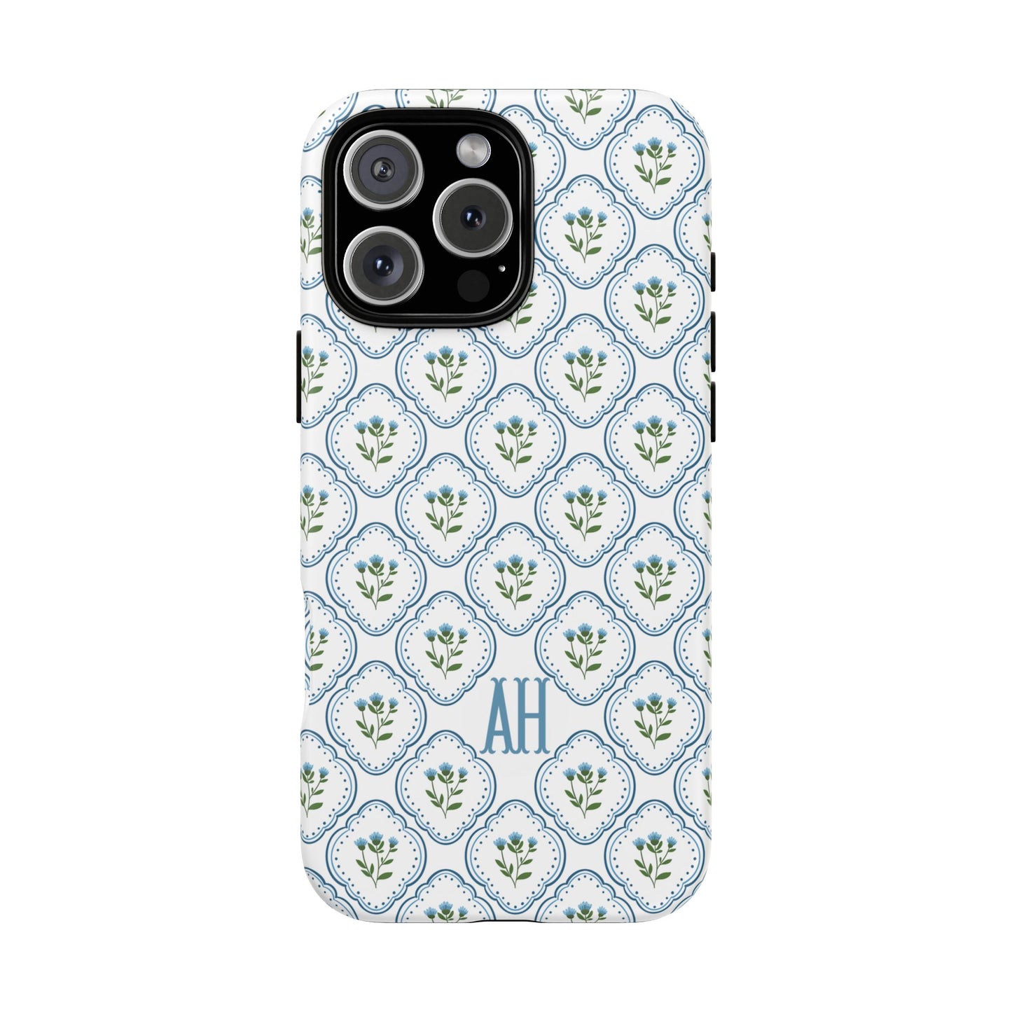 Blue Cottage Floral Monogram phone case