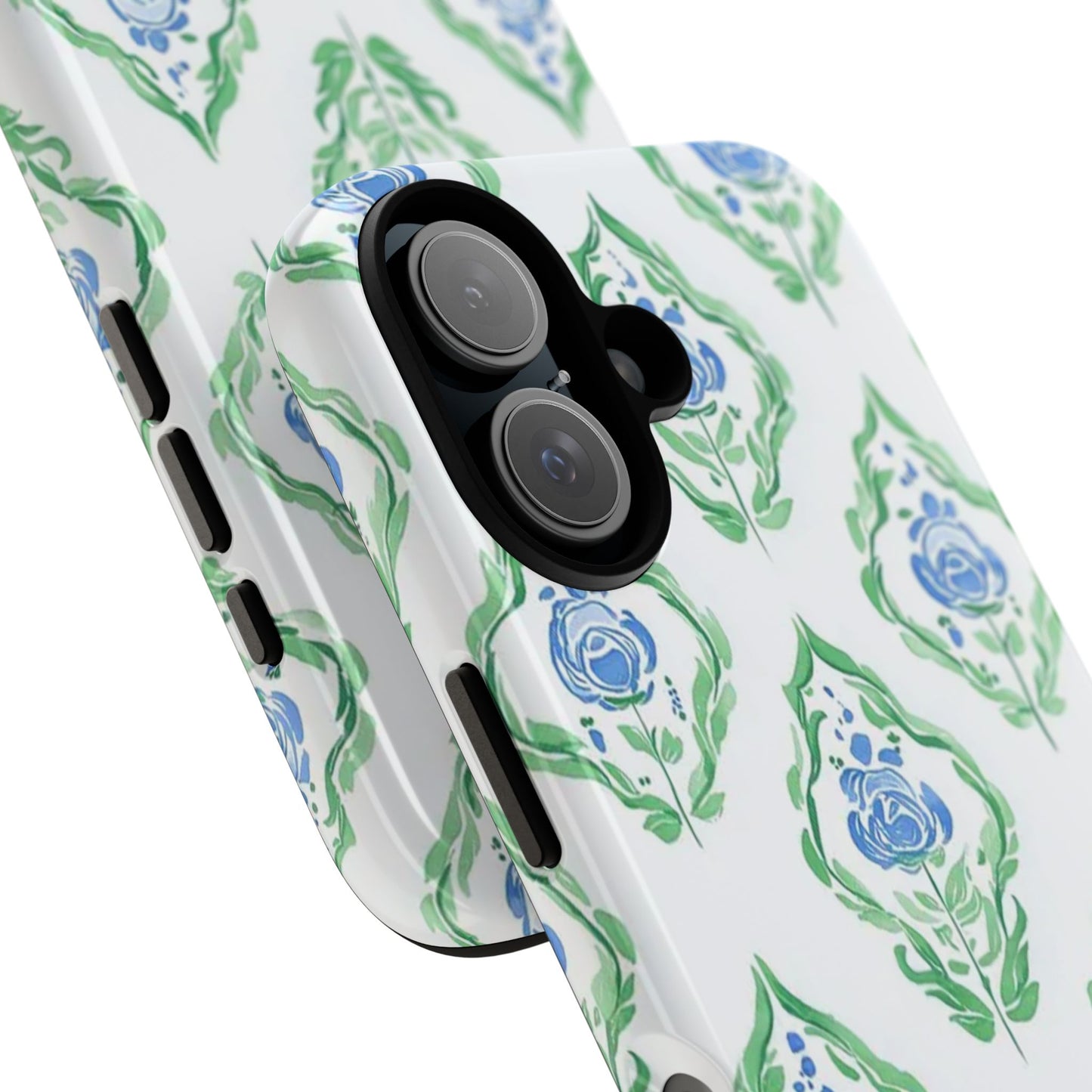 Blue Rose Grandmillennial Monogram Phone Case Personalized