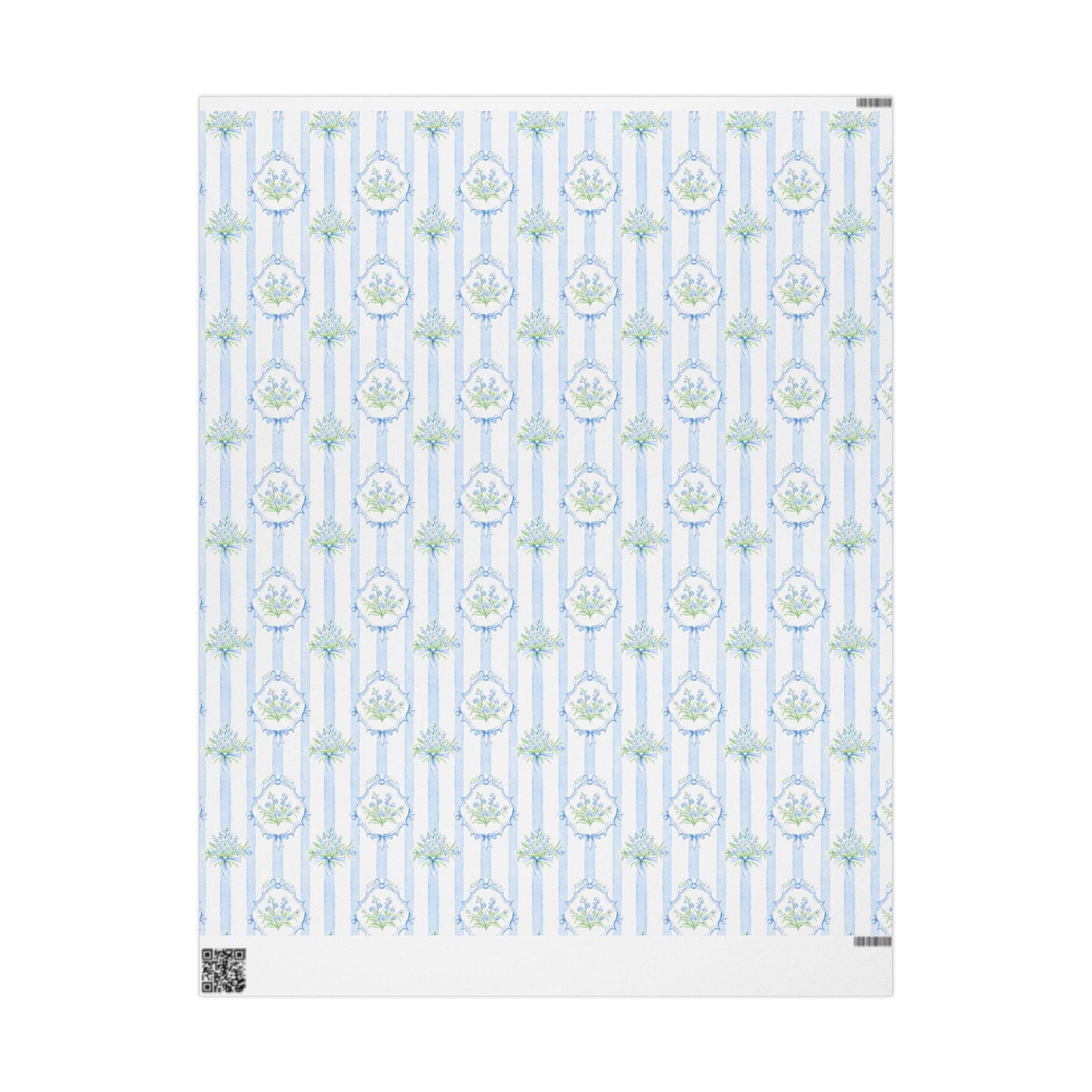 Blue Stripe Vintage Floral Wrapping Paper