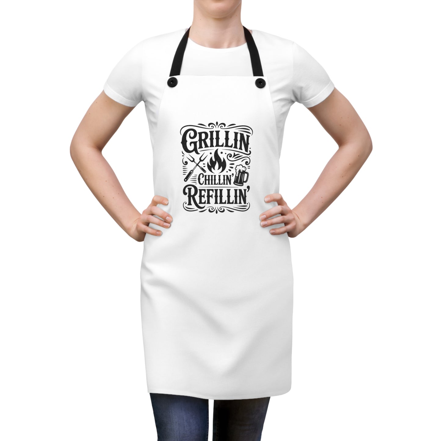Fathers Day Gift Grillin Chillin Refillin Apron | BBQ Cooking Apron, Barbecue Chef Apron