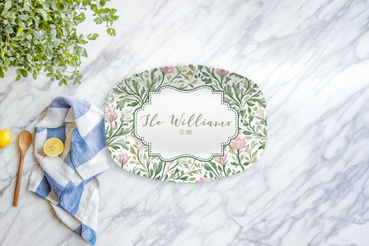Botanical Floral Serving Platter Personalized