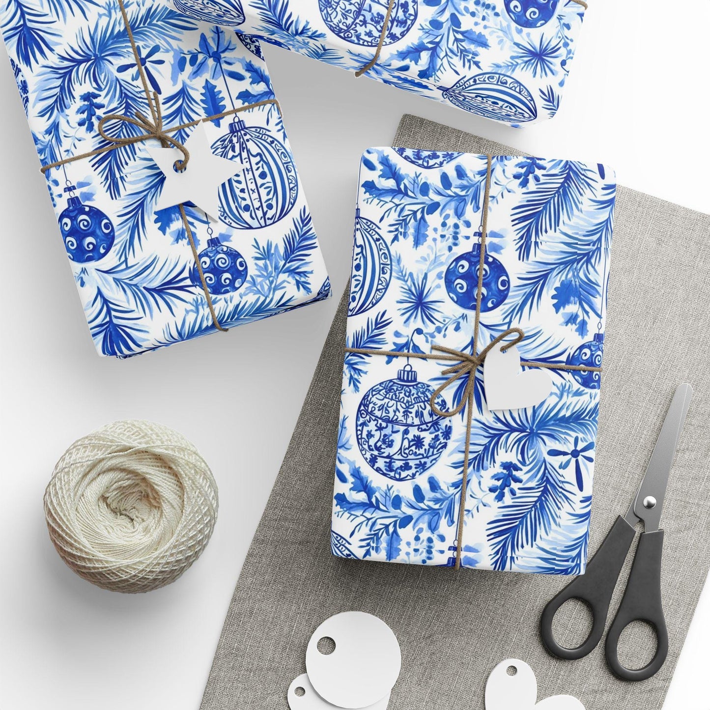 Blue Chinoiserie Christmas Wrapping Paper
