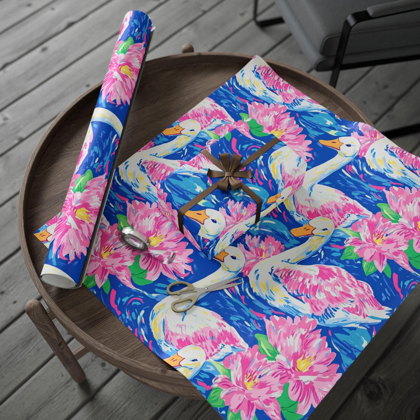 Preppy Swan Wrapping Paper