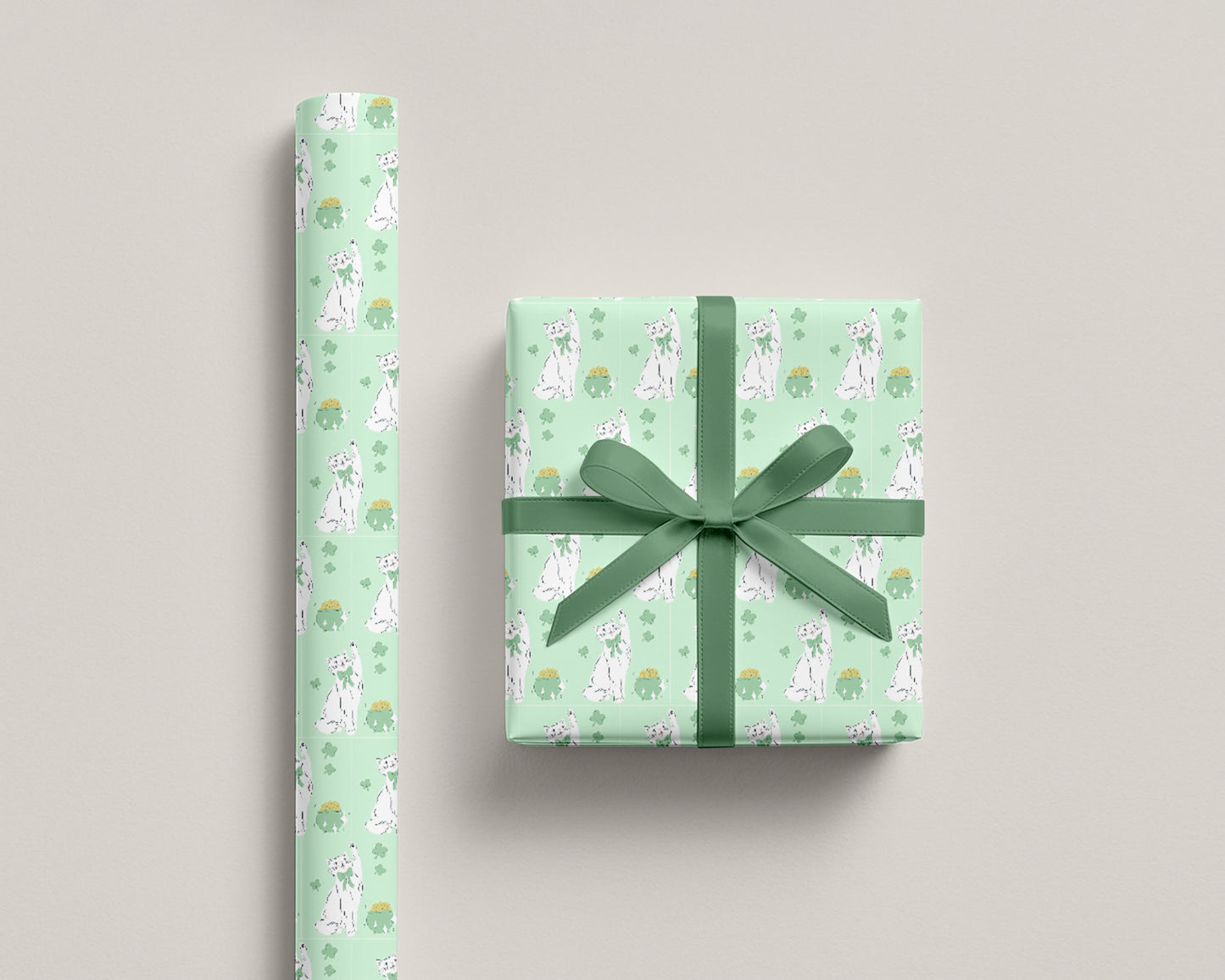 St. Patricks Day Cat Gift Wrap