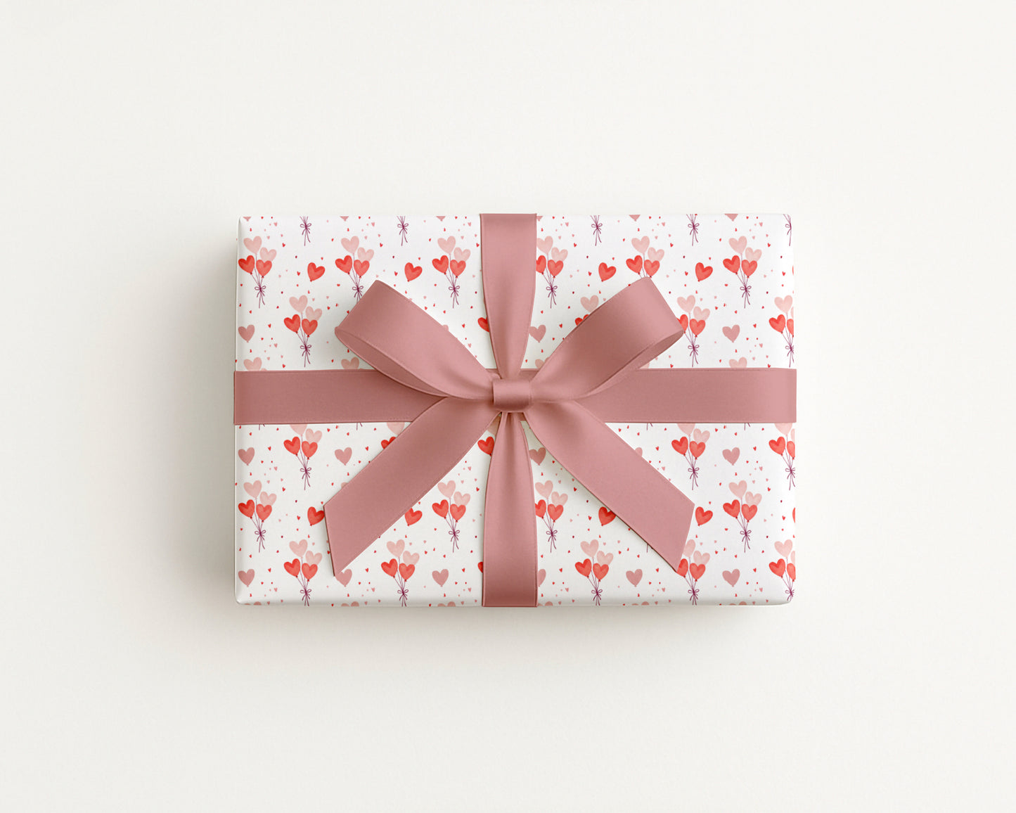 Watercolor Heart Balloon Valentines Day Gift Wrap