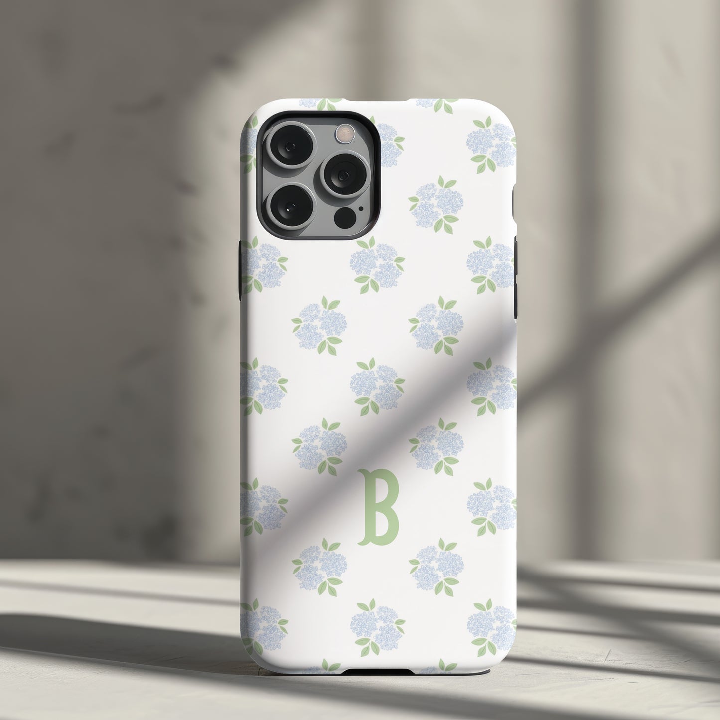 Soft Hydrangea Phone Case with Initial