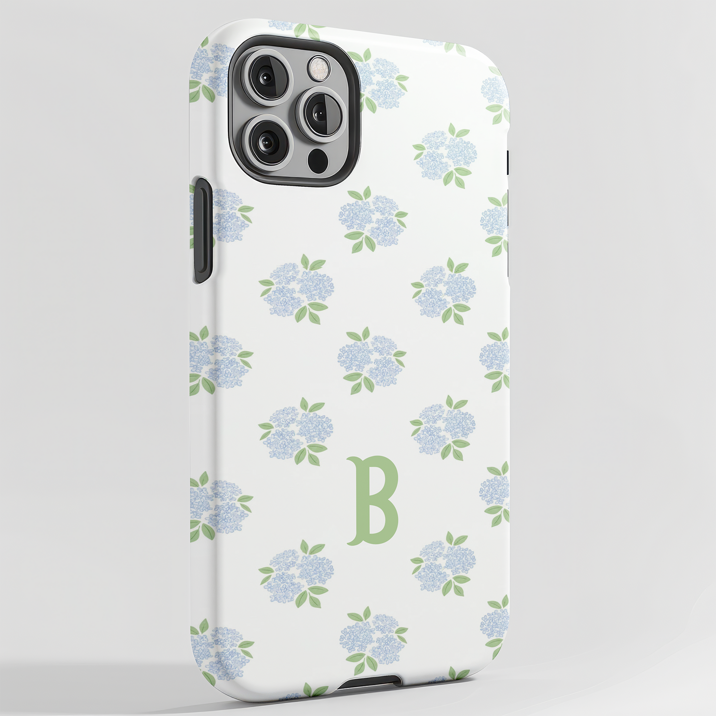 Soft Hydrangea Phone Case with Initial