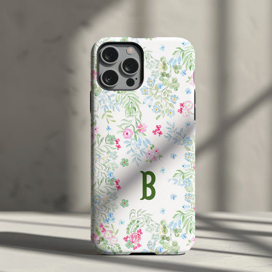 Personalized Watercolor Floral Phone Case with Initial