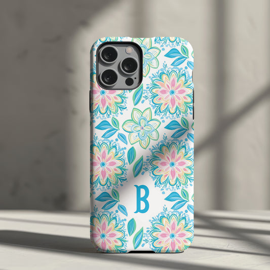 Personalized Preppy Floral Phone Case with Initial