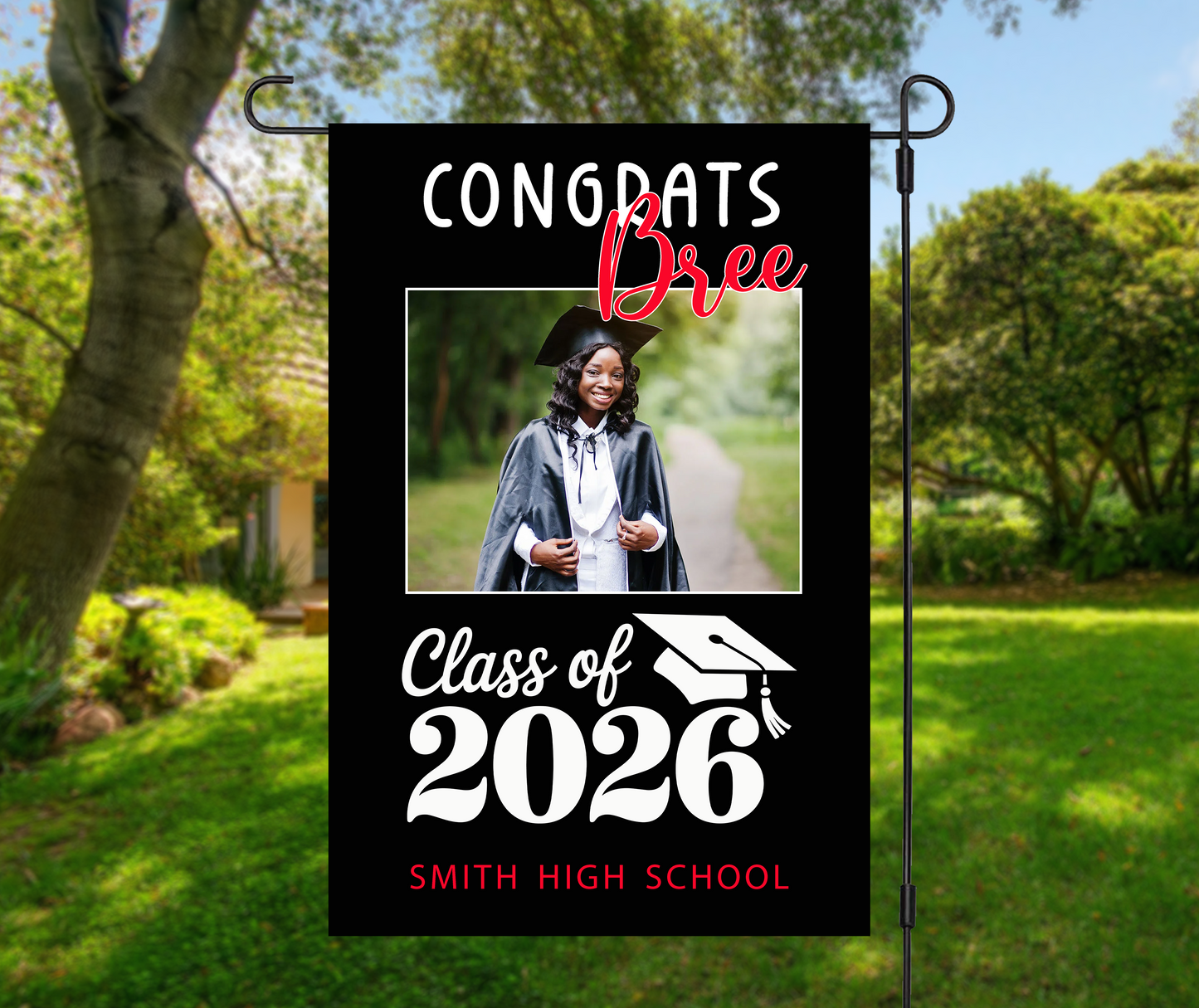 Custom Graduation Photo Garden Flag Personalized