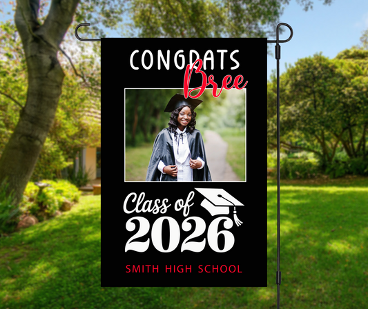 Custom Graduation Photo Garden Flag Personalized
