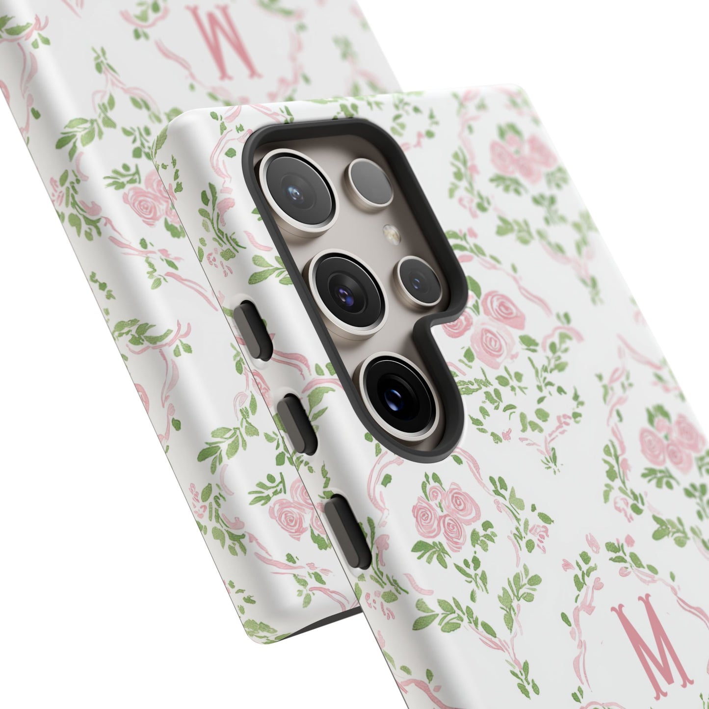 Pink Rose Grandmillennial Floral Monogram Phone Case