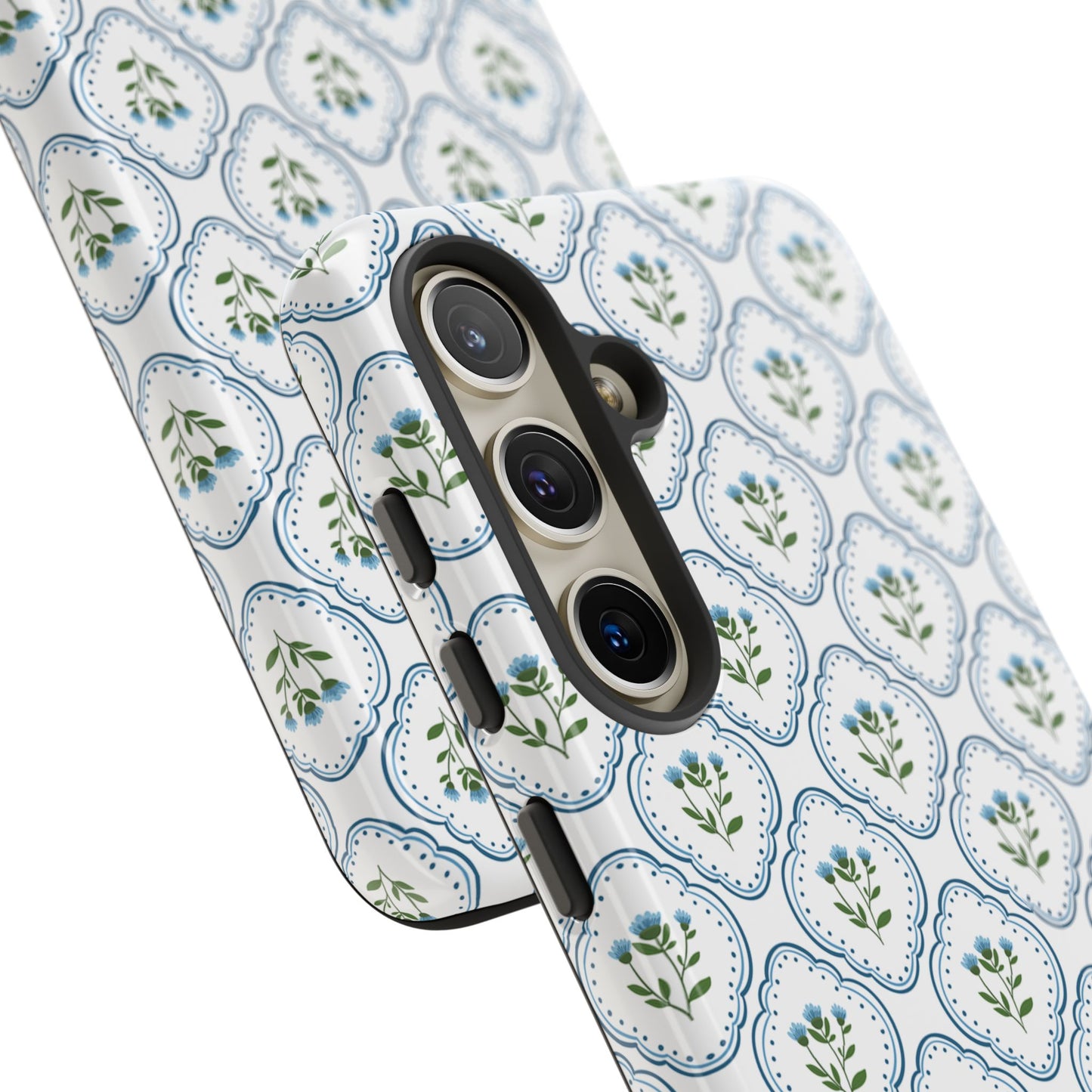 Blue Cottage Floral Monogram phone case