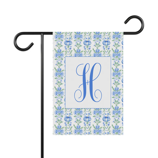 Pumpkin Monogram Wall Art  Grandmillennial Fall Decor, Personalized Floral Printable, Custom Initial Artwork for Home or Gifts