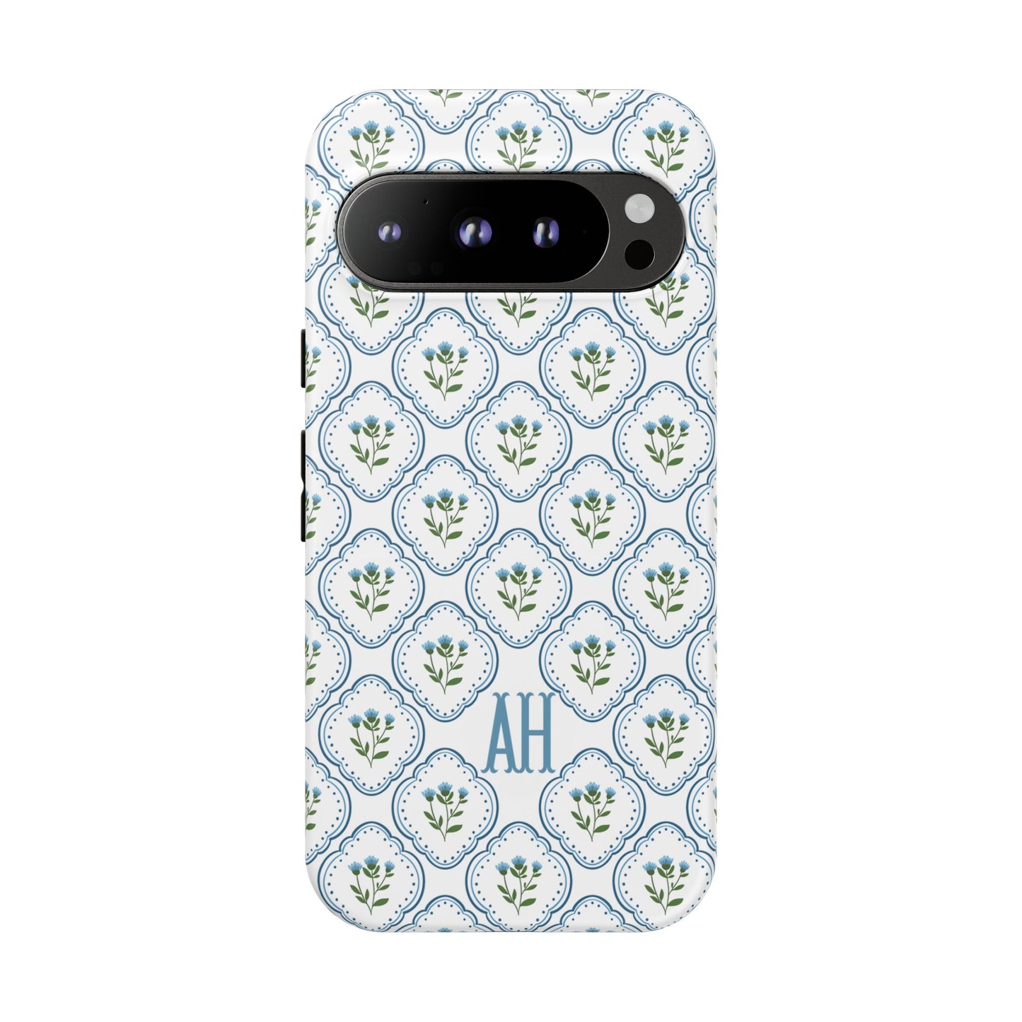Blue Cottage Floral Monogram phone case