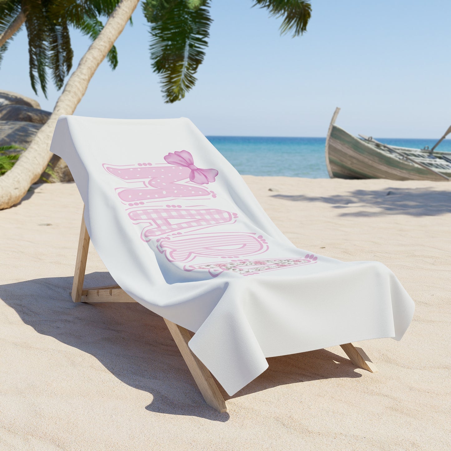 Personalized Pink Coquette Beach Towel