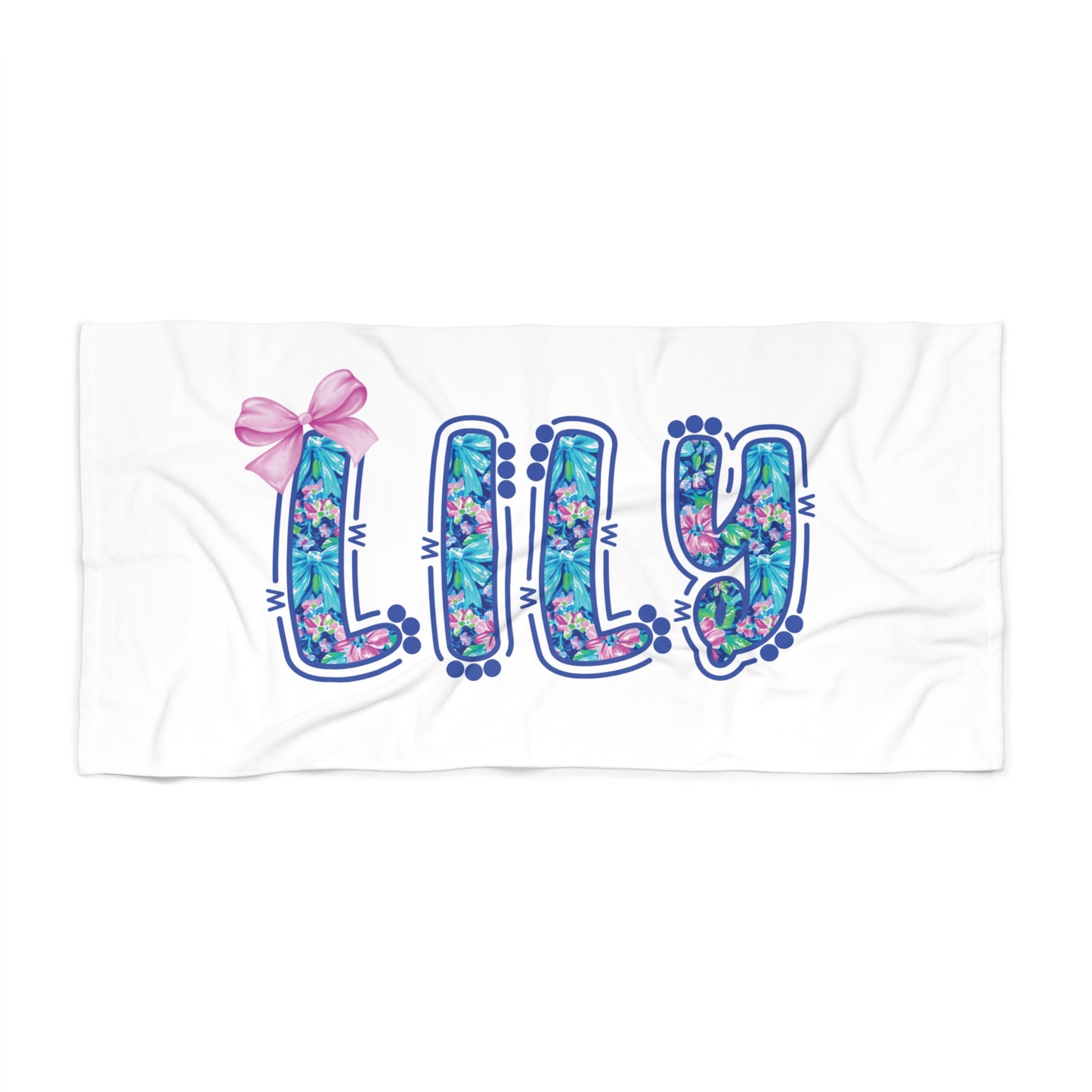 Personalized Preppy Floral Name Beach Towel
