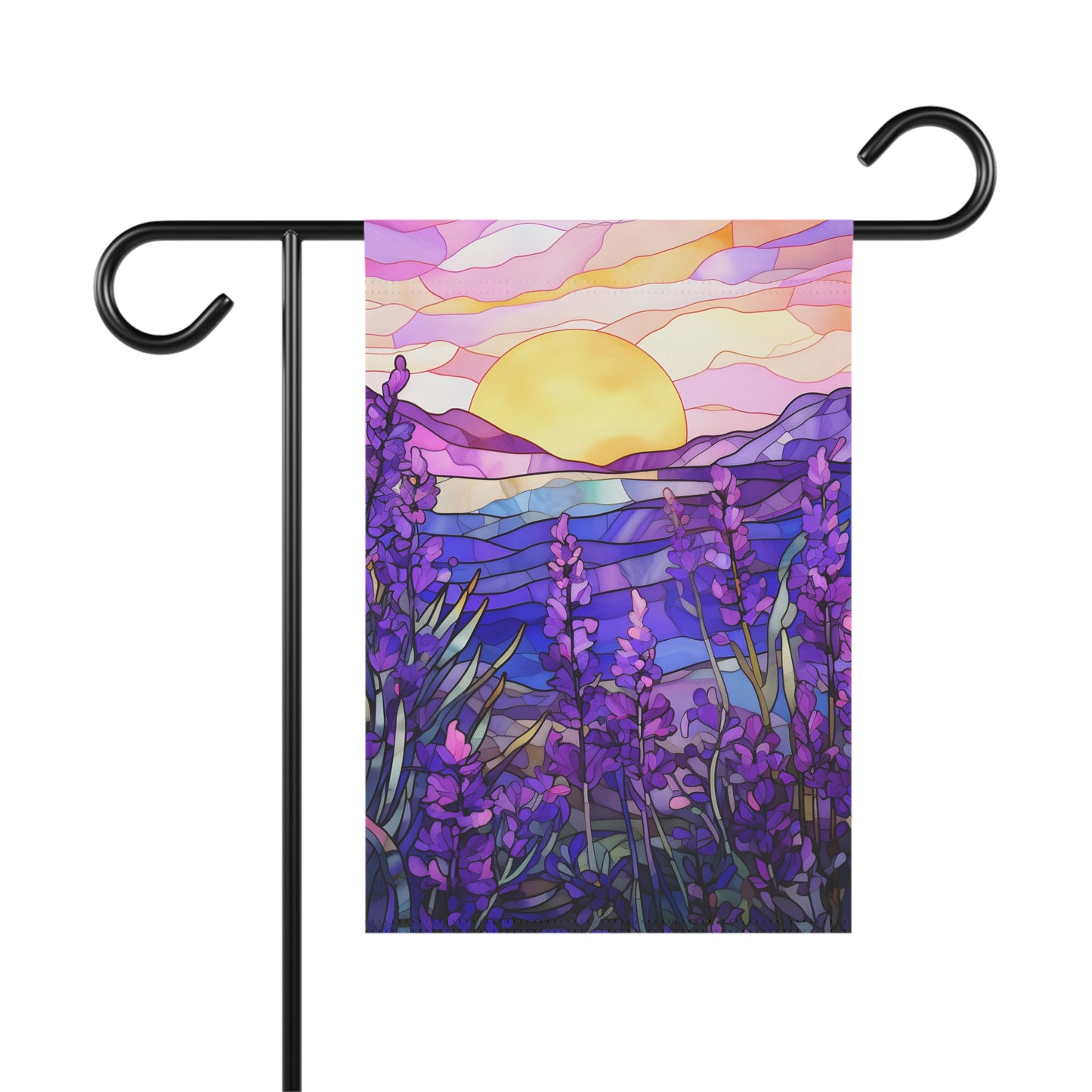 Lavender Sunset Stained Glass Garden Flag