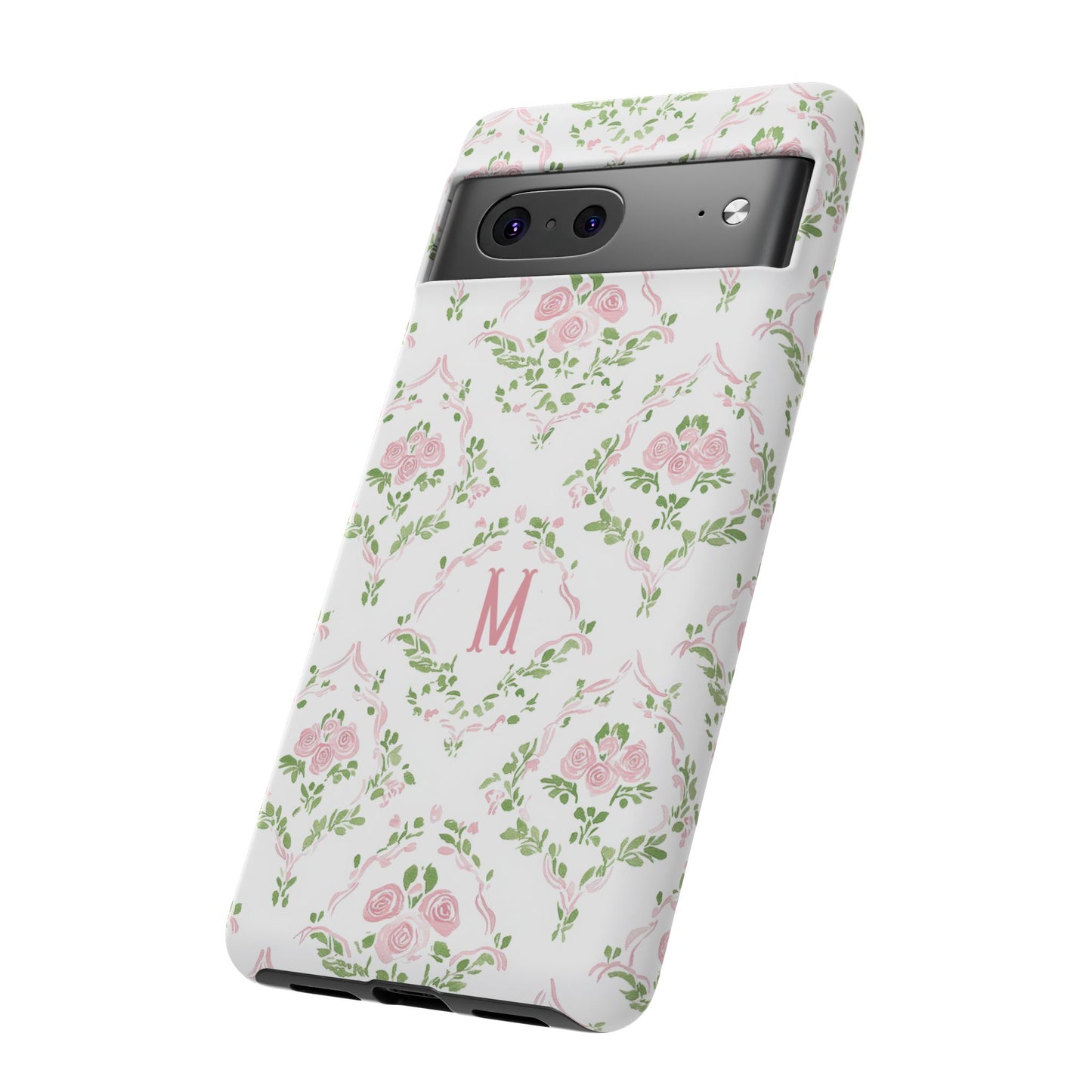 Pink Rose Grandmillennial Floral Monogram Phone Case