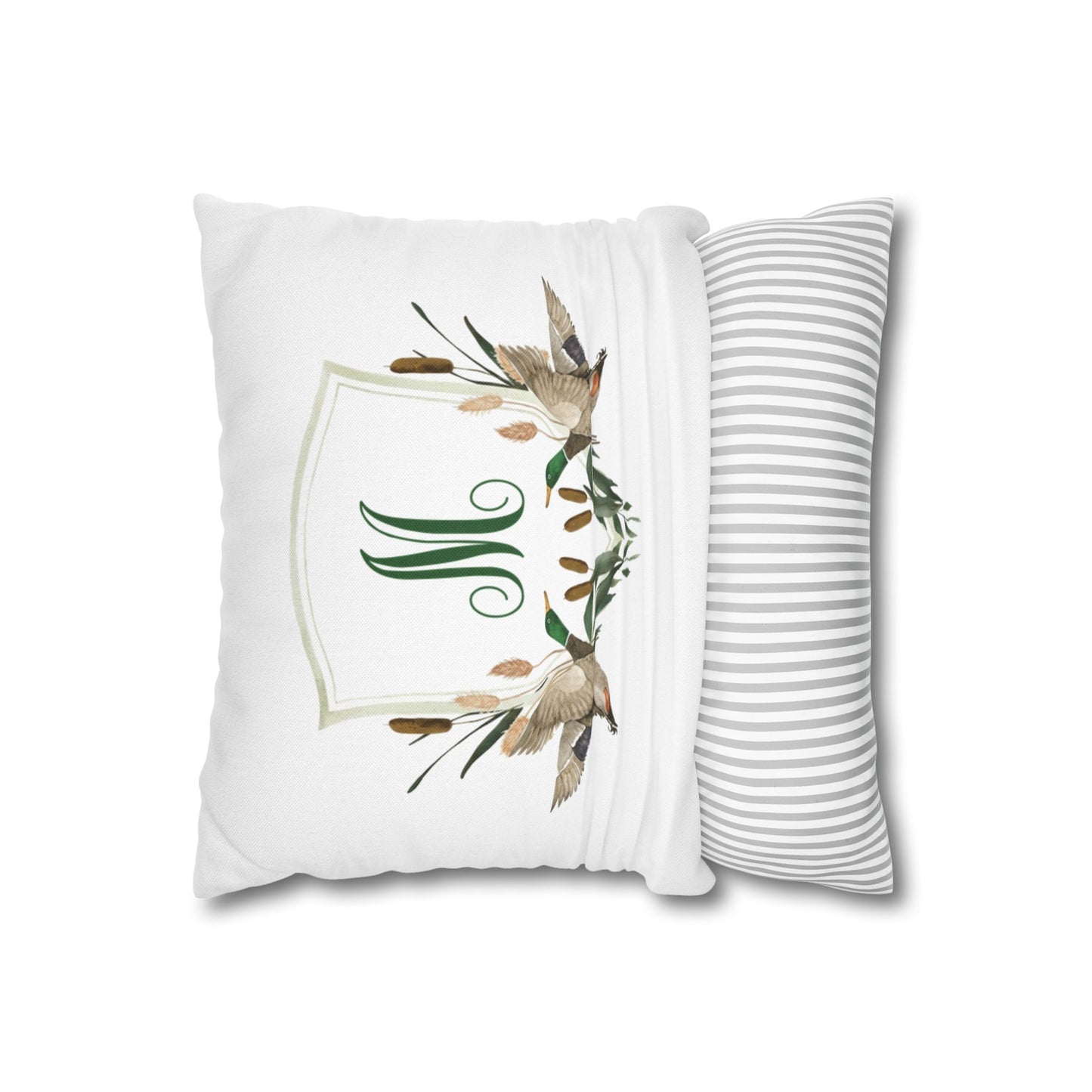 Monogram M Wreath Pillow | Decorative Square Pillowcase